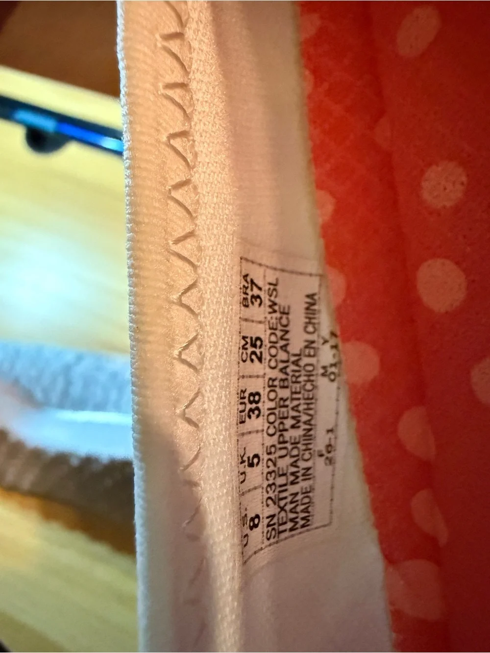 Skechers White Knit Slip-On Flats with Coral Polka-Dot Insole